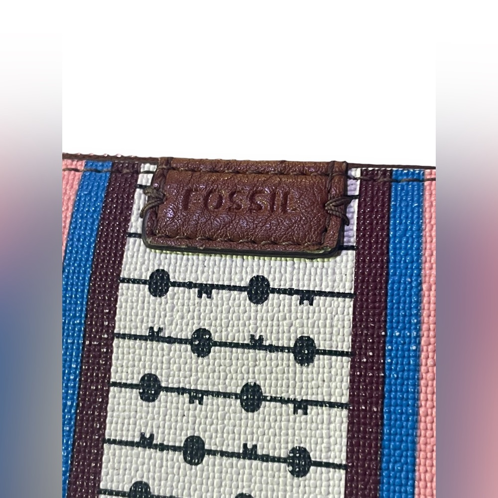 Fossil Caroline Stripe Zip Around Wallet Clutch W… - image 2